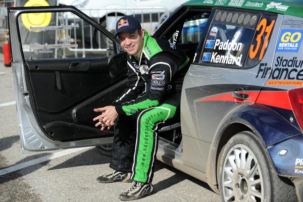 Hayden Paddon with the sort of S2000-spec Skoda Fabia rally car he'll be contesting at WRC events in Finland and Germany during August this year.